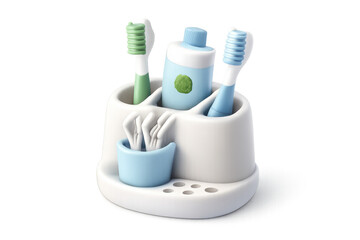 Minimalist toothbrush holder with toothpaste and dental accessories for bathroom organization