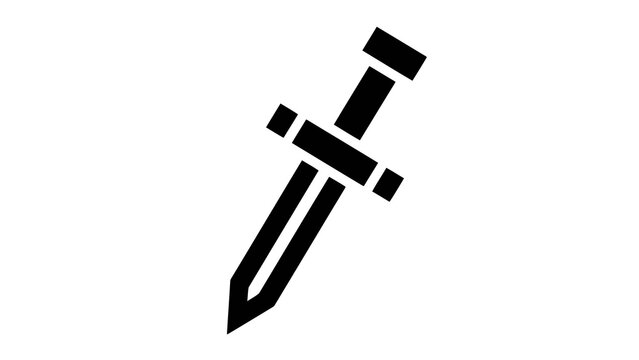 Simple black sword icon on white background