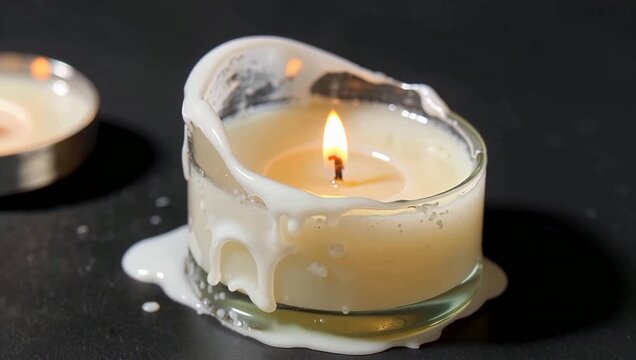 lilin menyala di wadah kaca
