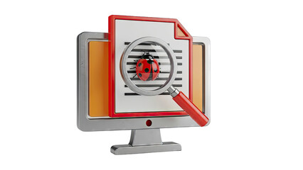 Computer Monitor with Ladybug and Magnifying Glass