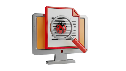 Computer Monitor with Ladybug and Magnifying Glass