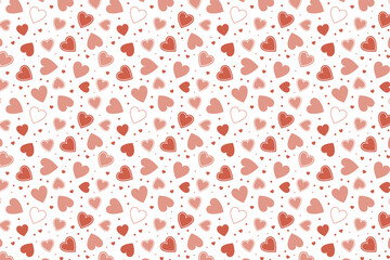 Seamless Hand-Drawn Heart Pattern with Doodles and Romantic Valentine Love Symbols