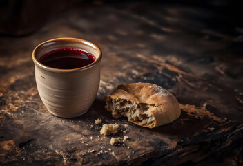 Holy Communion - Bread & Cup Wine - Eucharist Christian Sacrament Last Supper