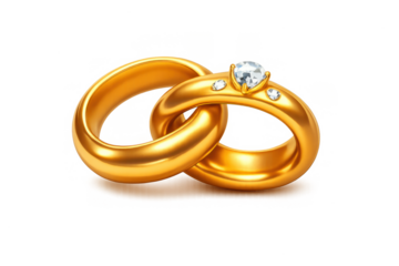 Elegant interlocked gold rings with diamond for wedding and romance design