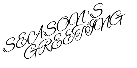 Season's greetings written in elegant black calligraphy on white background for christmas and holiday cards with season s and writing and typography and art and design