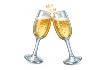 Champagne flutes clinking in joyful celebration - perfect for festive party designs