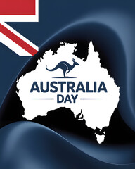 Australia day map with kangaroo