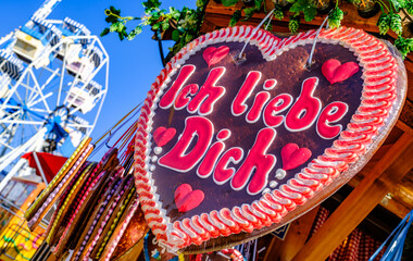 typical ginger bread heart at a kiosk