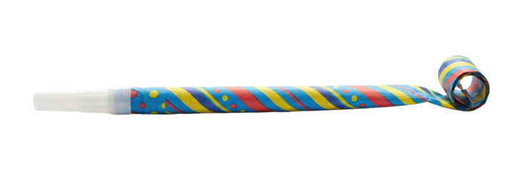 Colorful paper party blower. Celebration noisemaker.