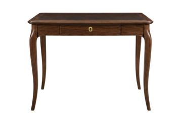 Wooden writing desk with leather top insert. Classic furniture.