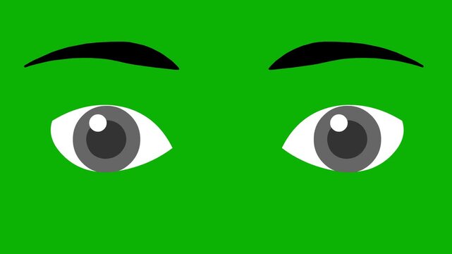 Eyes Blinking Animation &ndash; Green Screen. Human eyes blinking naturally for character and facial animation scenes.
