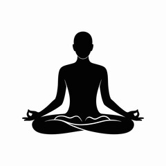 Meditation Yoga Silhouette &ndash; Seated Lotus Pose Mindfulness Vector Icon