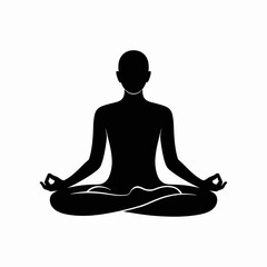 Meditation Yoga Silhouette &ndash; Seated Lotus Pose Mindfulness Vector Icon