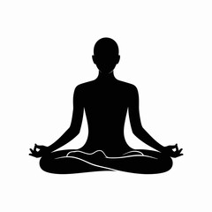 Meditation Yoga Silhouette &ndash; Seated Lotus Pose Mindfulness Vector Icon
