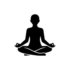 Meditation Yoga Silhouette &ndash; Seated Lotus Pose Mindfulness Vector Icon