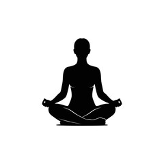 Meditation Yoga Silhouette &ndash; Seated Lotus Pose Mindfulness Vector Icon
