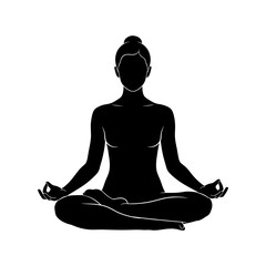 Meditation Yoga Silhouette &ndash; Seated Lotus Pose Mindfulness Vector Icon