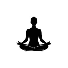 Meditation Yoga Silhouette &ndash; Seated Lotus Pose Mindfulness Vector Icon