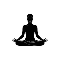 Meditation Yoga Silhouette &ndash; Seated Lotus Pose Mindfulness Vector Icon