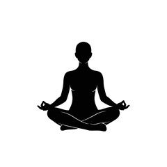 Meditation Yoga Silhouette &ndash; Seated Lotus Pose Mindfulness Vector Icon