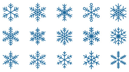 Snowflake Icon Set &ndash; Winter Snow Crystal Weather Vector Collection