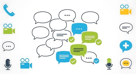 Collection of Speech Bubbles and Communication Icons.