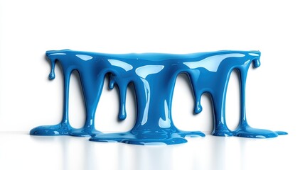 A vibrant blue paint texture dripping elegantly over a white surface, showcasing a vivid blend of colors and smooth dripping patterns that evoke creativity and artistry.