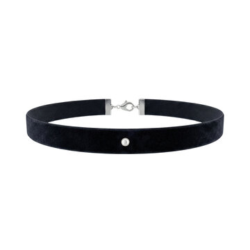 Black velvet pearl choker necklace