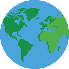 Obraz premium A simple illustration depicts planet earth with green landmasses and blue oceans