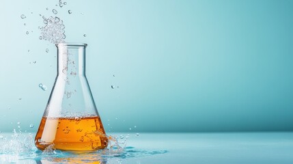 A dynamic image showcasing a laboratory flask filled with bubbling orange liquid, capturing the essence of scientific exploration and experimentation in a visually striking manner.