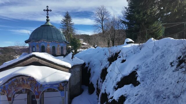 Winter view of Sokolski Monaster, Bulgaria