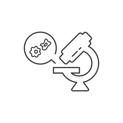 顕微鏡で細菌･微生物･細胞を研究するベクターアイコン (線画･モノクロ) Editable stroke