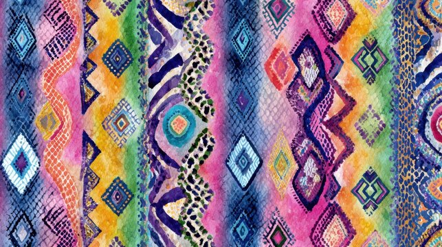 Colorful abstract tribal geometric pattern background - Powered by Adobe