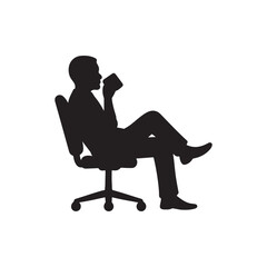 Adobe IlluMan taking a relaxing coffee break, leaning back comfortably in an office chairstrator Artwork