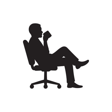 Adobe IlluMan taking a relaxing coffee break, leaning back comfortably in an office chairstrator Artwork