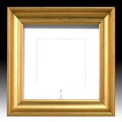 Ornate gold square frame with white matting against a gradient backdrop
