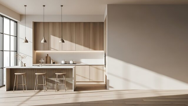 Modern Minimalist Kitchen Interior with Natural Light
