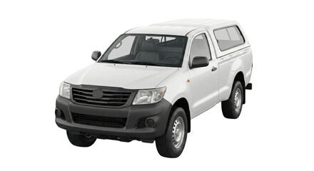 White pickup truck with canopy isolated