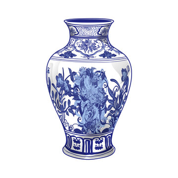 antique Chinese vase vector illustration 