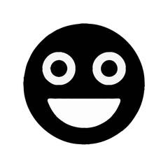 Fototapeta premium Simple black smiley face icon with white eyes and mouth 