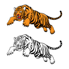Colorful Brave Tiger Vector Illustration