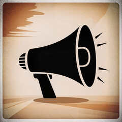 Vintage megaphone illustration on textured background  