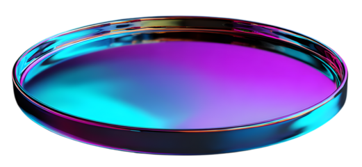 A blue glass sphere resembling a compact disc sits isolated on a white background representing digital storage and technology