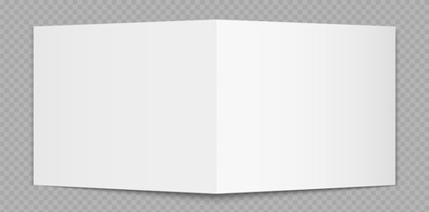 Realistic paper sheet, brochure mockup with blank pages in perspective view. White paper layout for business, office, school, marketing. Vector illustration