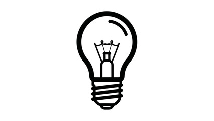 A simple black line drawing of a lightbulb on a white background