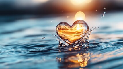 A stunning representation of a heart-shaped splash in sparkling water captures the essence of love and beauty, symbolizing joy and connection in an enchanting manner.
