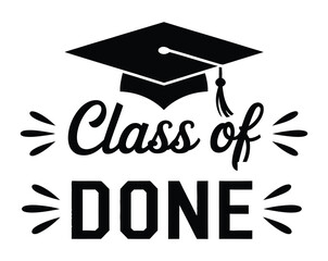 Graduation cap design proclaims the academic class is definitively done.