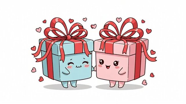 Cute gift boxes with hearts for Valentine's day