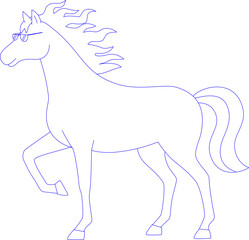 Standing Horse Character with Cool Sunglasses Coloring Outline