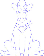 Sitting Cowboy Horse with Bandana Coloring Page Outline